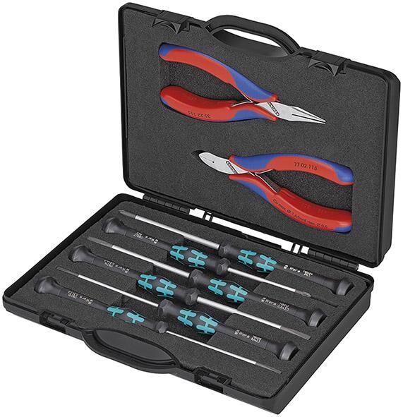 KNIPEX Elektronikzangen Set für Arbeiten an elektonischen Bauteilen 8-teilig 00 20 18