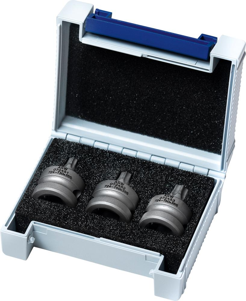 ASW Kraft- Schraubenddrehersatz 1/2" 3-tlg. T30-T50 Shorty