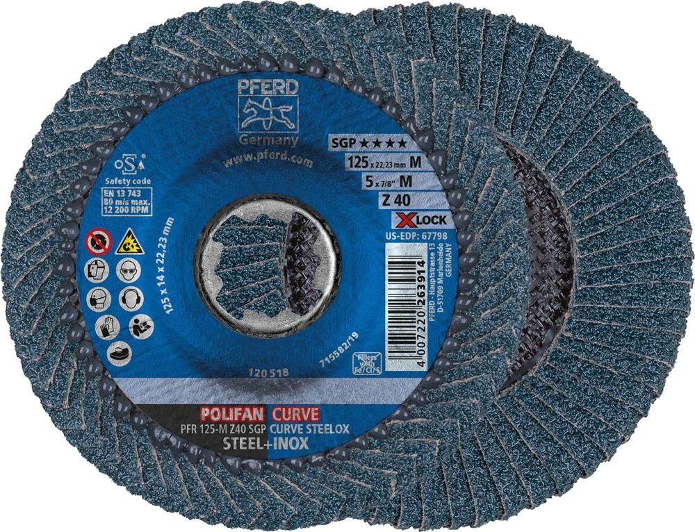 PFERD Fächerschleifscheibe 125-L K40 SGP-CURVE X-LOCK