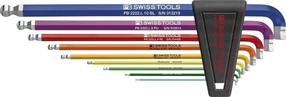 PB SWISS TOOLS Winkelschraubendreher Set 1,5-10 90-100Grad 9-teilig im Halter