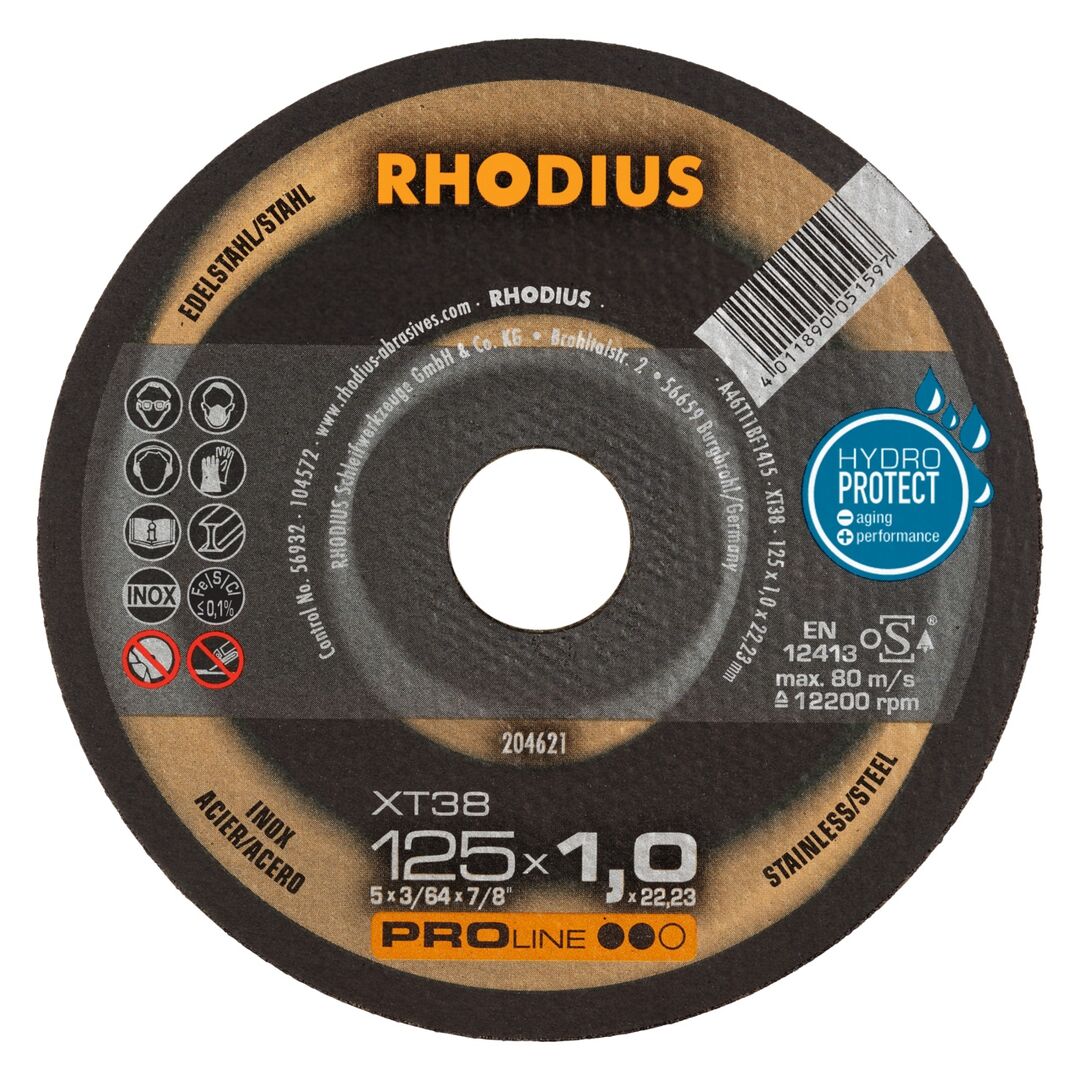 RHODIUS Hochleistungstrennscheibe Trennscheibe FT 38 INOX Top 115x1,0x22,2mm