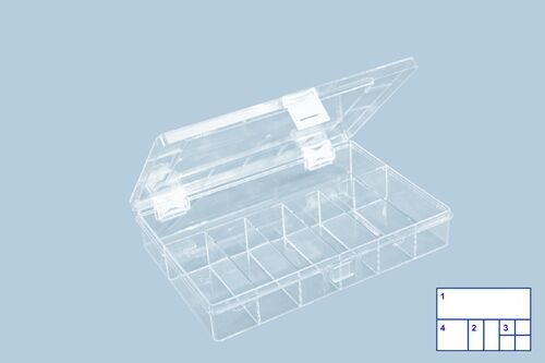 HÜNERSDORFF Sortimentskasten mit fester Einteilung glasklar 8 Fächer 6136
