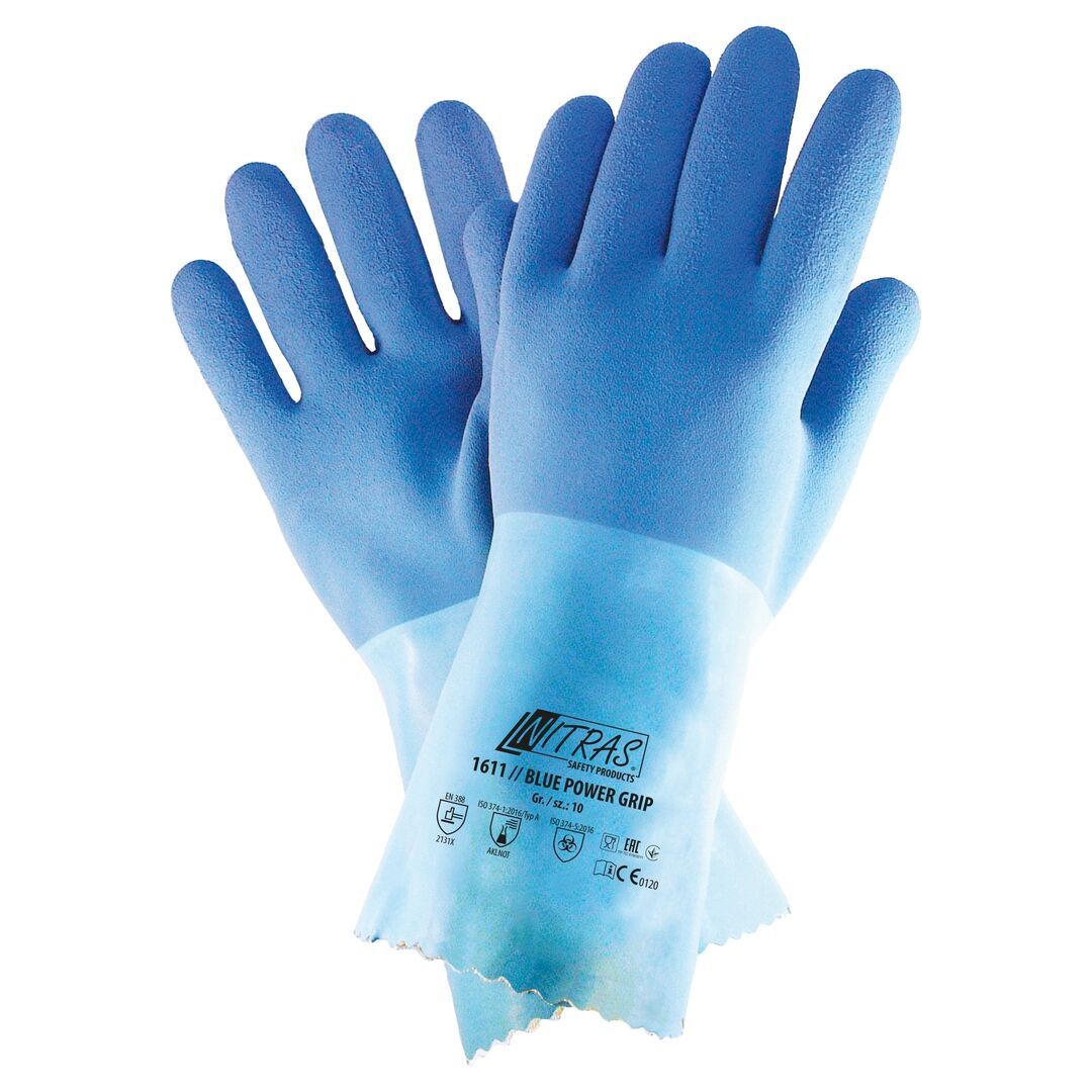 NITRAS Chemikalienschutzhandschuhe Blue Power Grip Gr. 10 Latex 1611
