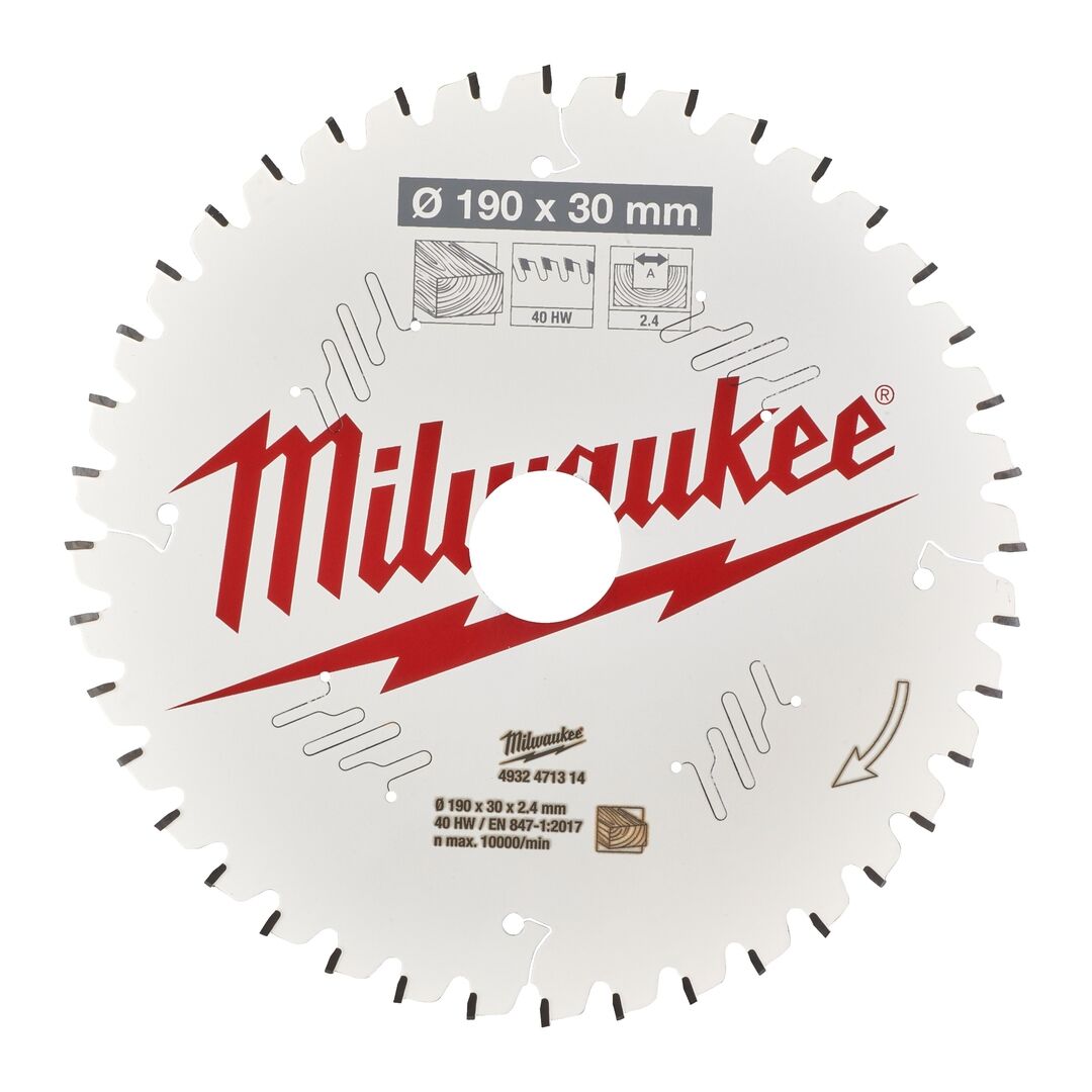 MILWAUKEE Sägeblatt Holz für Kapp- & Gehrungssägen 190/30mm Z40 Wechselzahn
