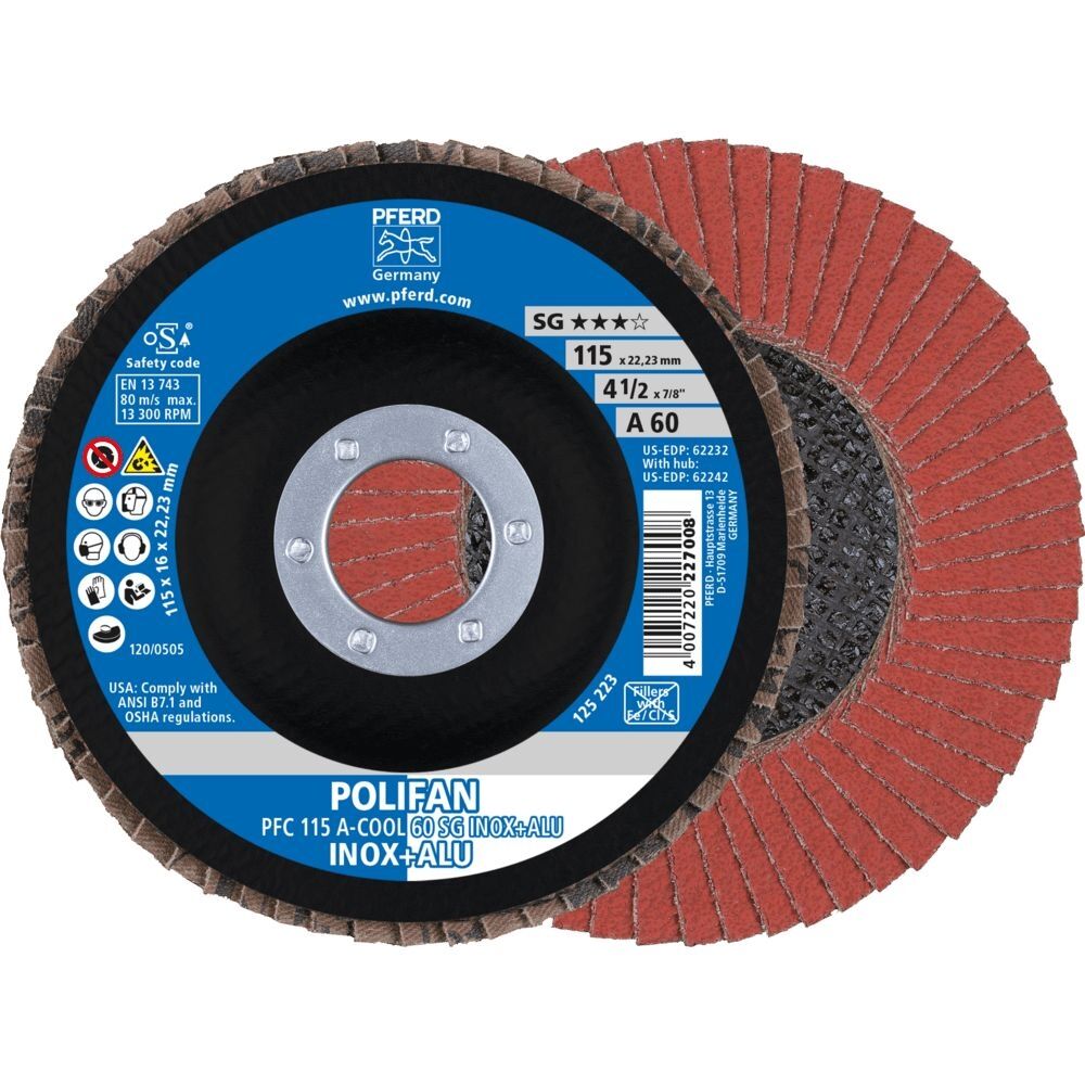 PFERD Fächerschleifscheibe gewölbt 115mm A60 SG-COOL