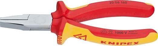 KNIPEX Flachzange 160mm Mehrkomponenten-Hülle isoliert verchromt VDE 20 06 160