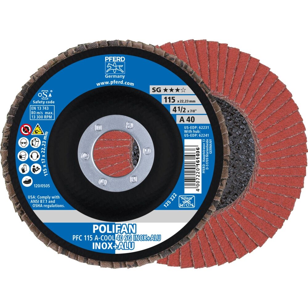 PFERD Fächerschleifscheibe gewölbt 115mm A 40 SG -COOL