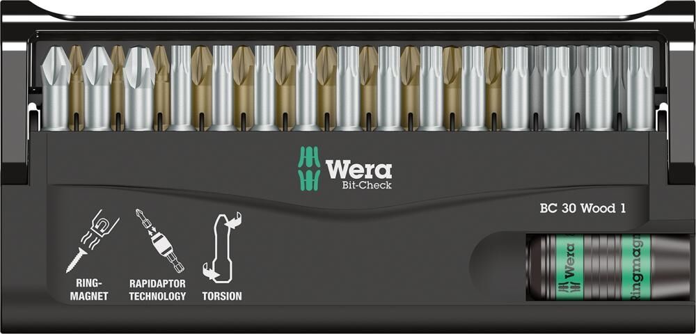 WERA Bit Set Bit-Check 30-teilig Wood 1