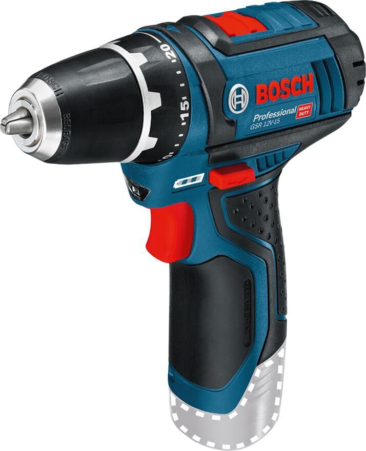 BOSCH Akku-Bohrschrauber Click & Go GSR 12V-15 solo L-BOXX