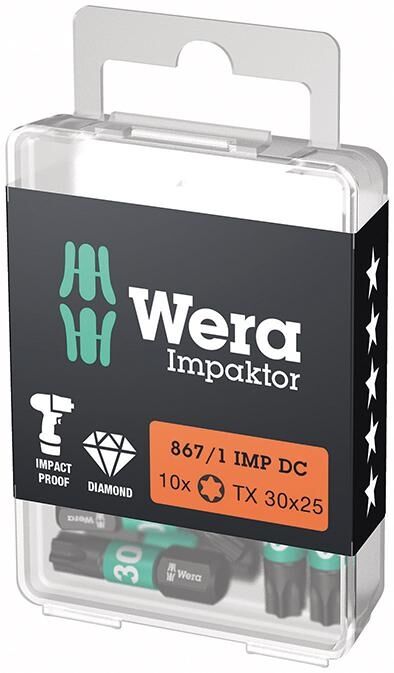 WERA Impaktor-Bit 1/4" TX T30x25mm 10er Pack 867/1 IMP DC