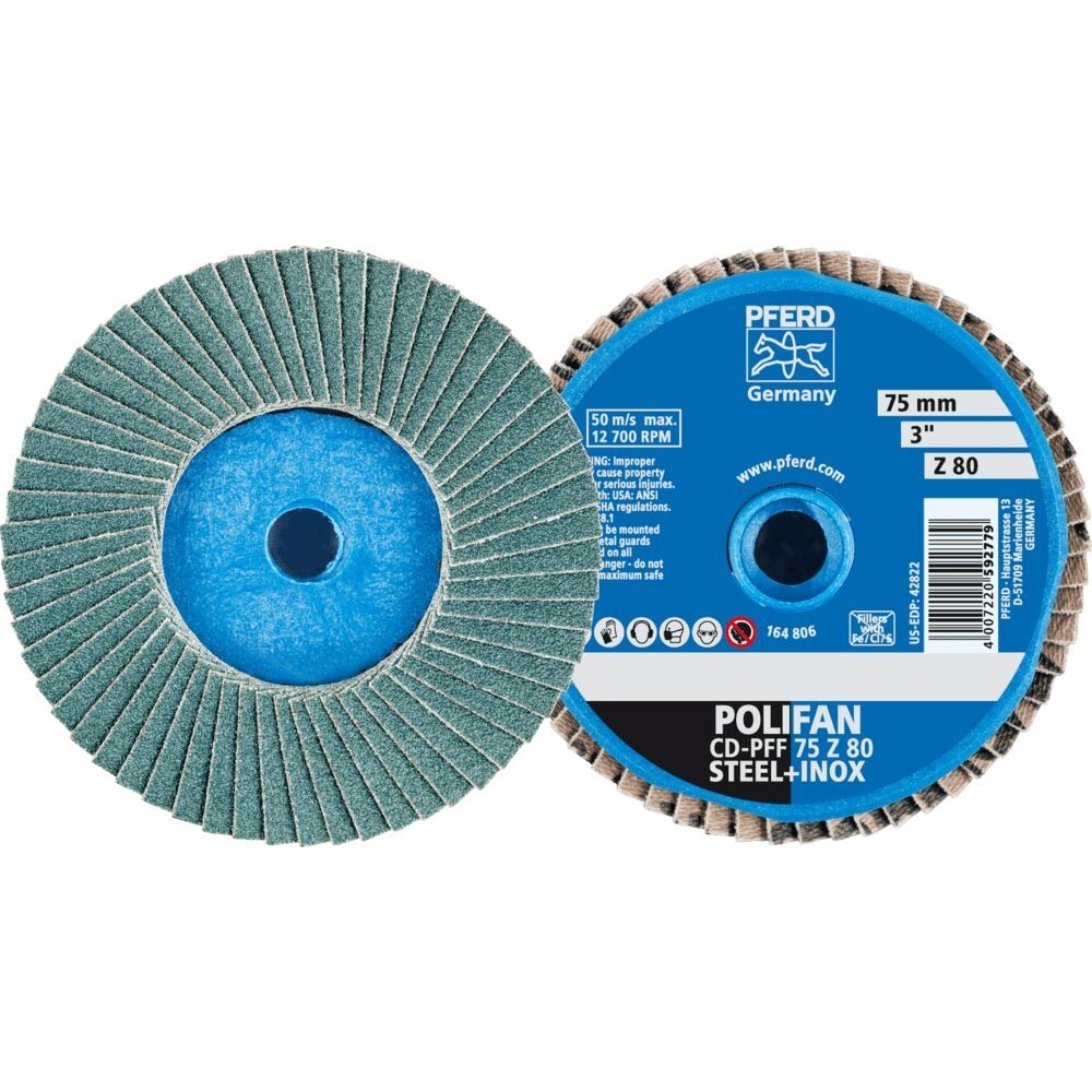 PFERD Fächerschleifscheibe COMBIDISC mini-Polifan 75mm Z80