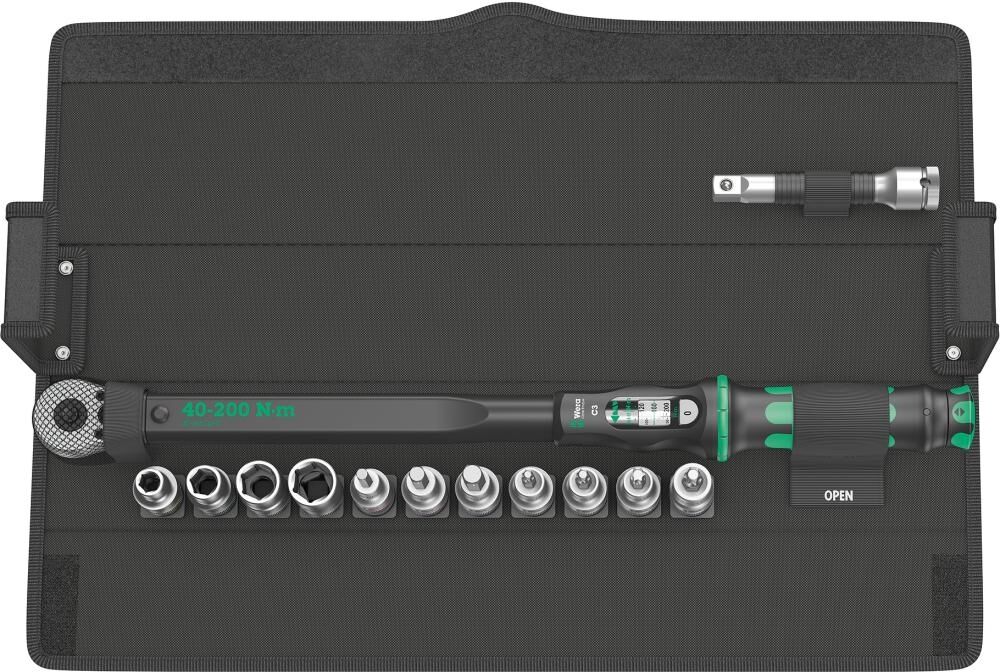 WERA Drehmomentschlüssel Set 1/2" C 3 Set 1 13-teilig 40-200 Nm Textilbox
