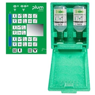 PLUM Augenspülstation Wandbox inkl. 2 Flaschen 500ml mit Spiegel