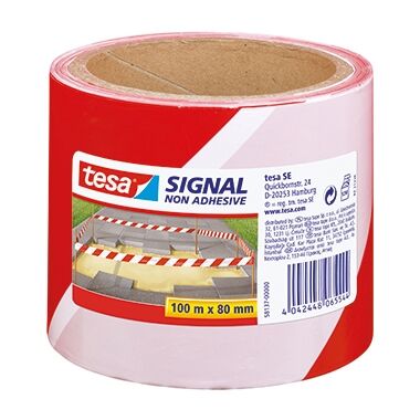 TESA Absperrband 80mm 100m rot/weiß Signal 58137-00000
