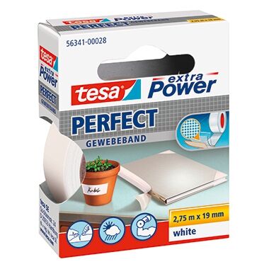 TESA Gewebeband Extra Power Perfect 56341-00028 19mmx2,75m weiß