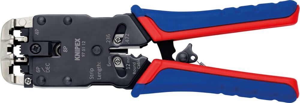 KNIPEX Crimpzange für Westernstecker 200mm Mehrkomponenten-Hülle brüniert 97 51 12