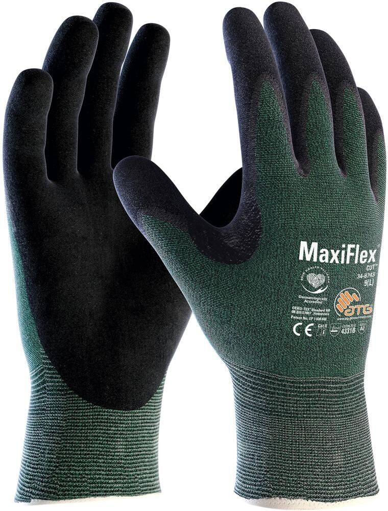 ATG Schnittschutzhandschuhe MaxiFlex Cut Gr. 9 Nitrilschaum grün/schwarz 34-8743
