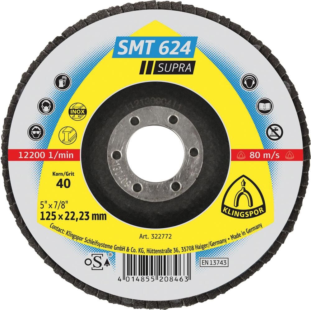 KLINGSPOR Schleifmopteller SMT 624 Supra 125mm K60 gewölbt