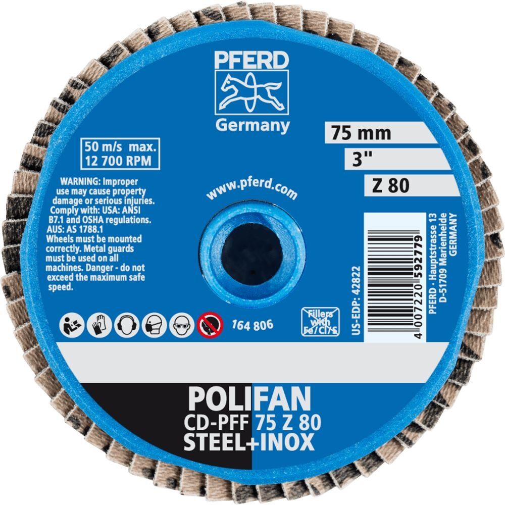 PFERD Fächerschleifscheibe COMBIDISC mini-Polifan 75mm Z80