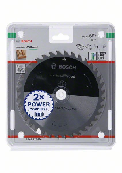 BOSCH Kreissägeblatt Standard for Wood 165x20x1,5/1mm 36 Z