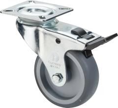 BS ROLLEN Lenkrolle Feststeller 75mm Stahlblech verzinkt Gummirad 6,3
