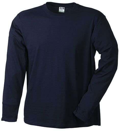 JAMES & NICHOLSON Langarmshirt Rundhals Medium navy Gr. 3XL