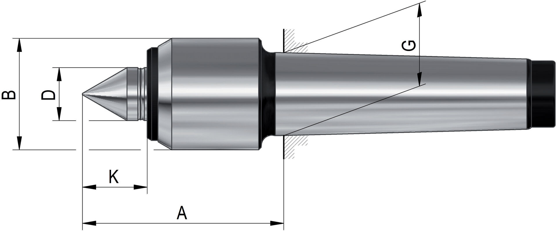 RÖHM Körnerspitze mitlaufend 600 Gr. 04 MK 3