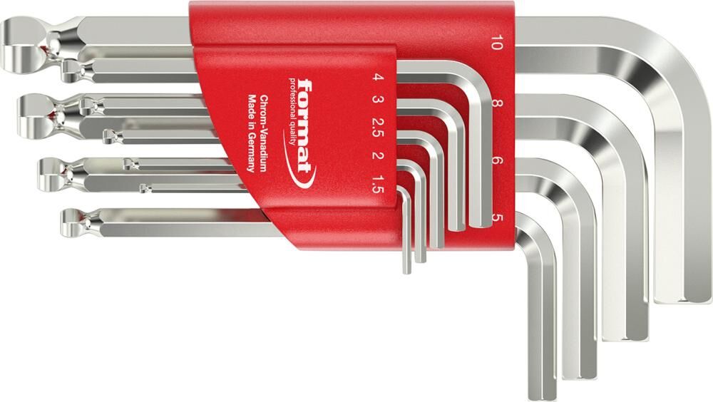 FORMAT Winkelschraubendreher-Set im Handhalter 9-tlg. 1,5-10mm Kugelkopf