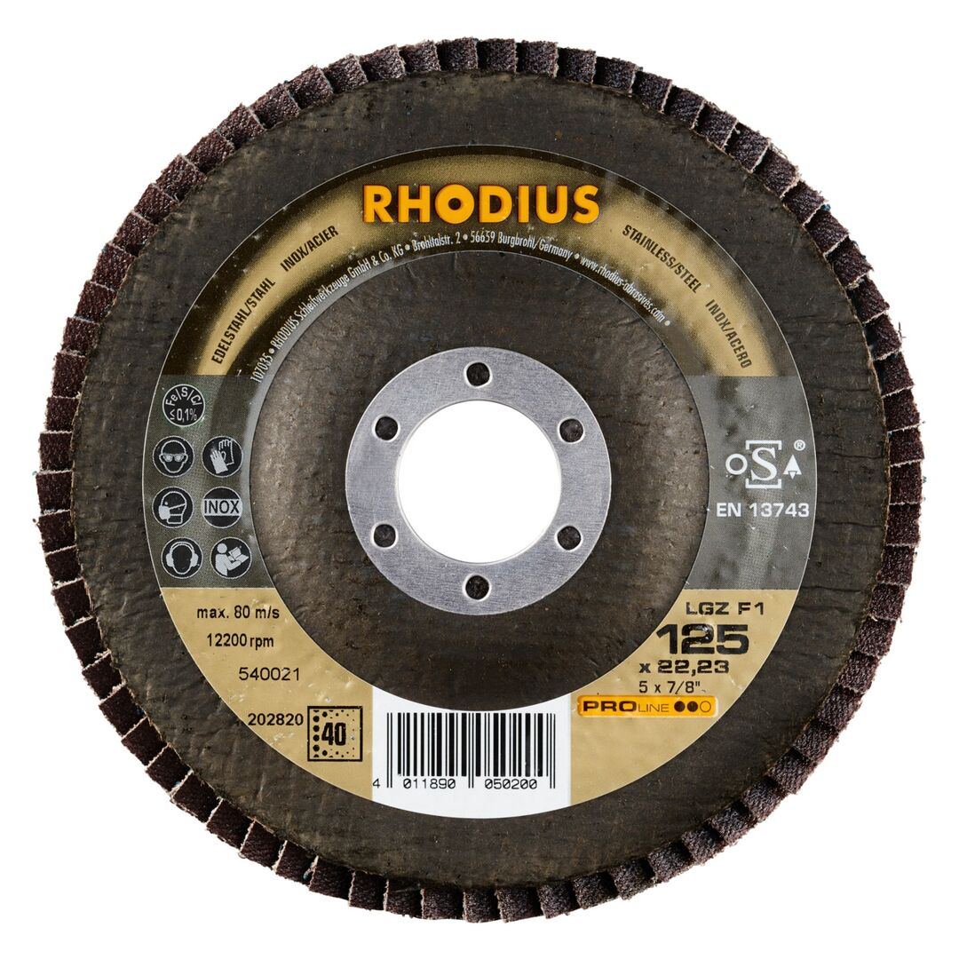 RHODIUS Lamellenschleifscheibe LGZ F1 125mm K40