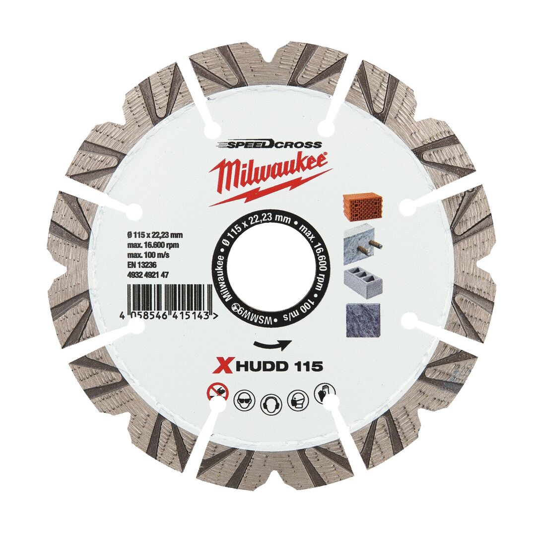 MILWAUKEE Diamanttrennscheibe XHUDD Speedcross 115mm für harte Materialien