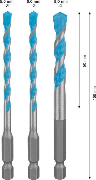 BOSCH MultiConstruction Bohrer-Set HEX-9 EXPERT 5/6/8mm 3-tlg. 6-kant
