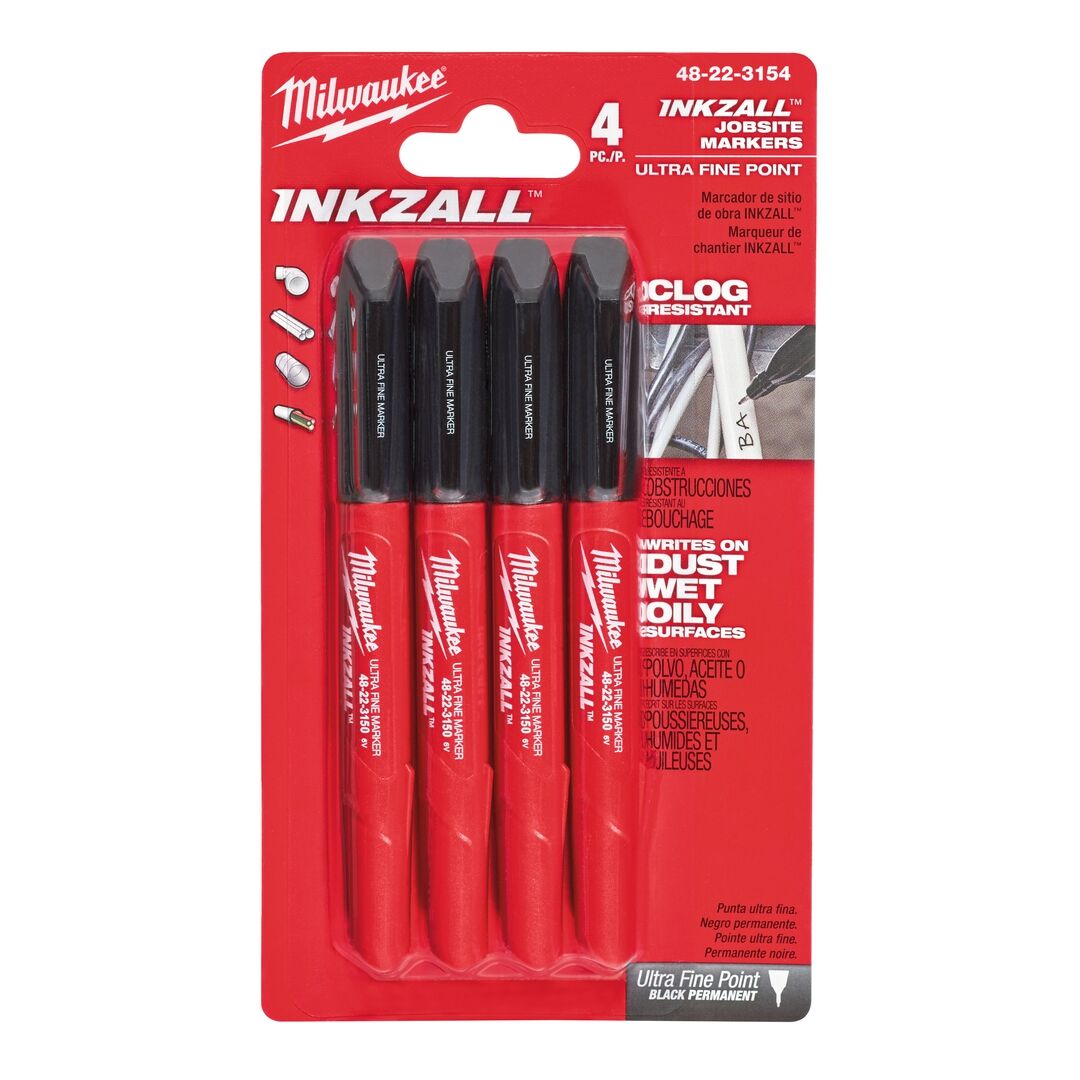 MILWAUKEE Marker fein schwarz 4 Stück INKZALL