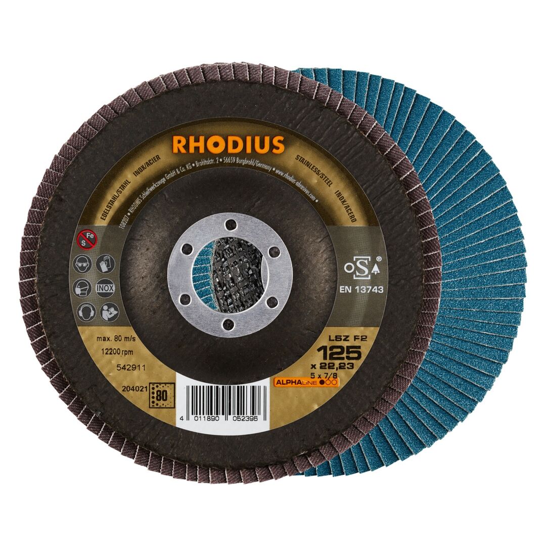 RHODIUS Lamellenschleifscheibe LSZ F2 125mm K80