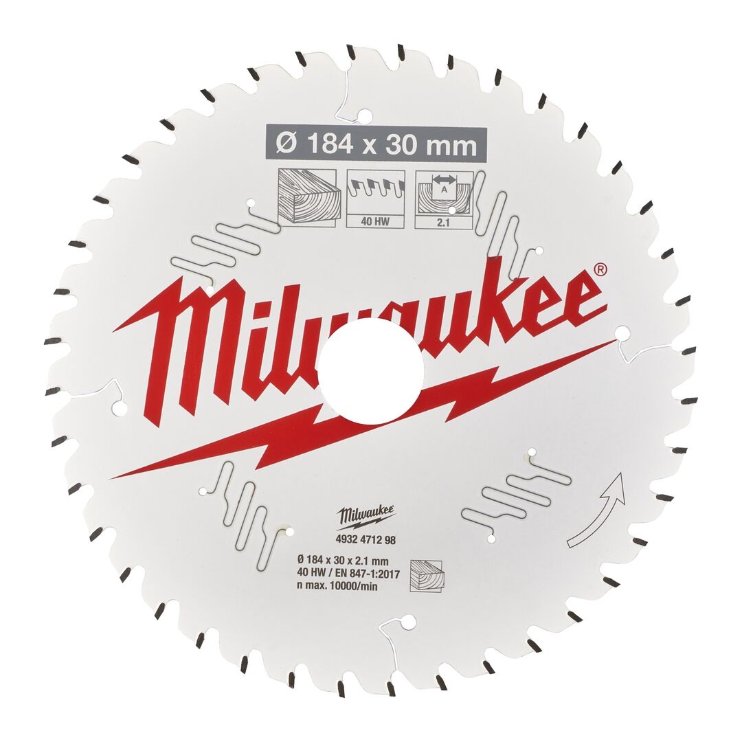 MILWAUKEE Handkreissägeblatt Holz für Handkreissägen 184x30 40Z Wechselz