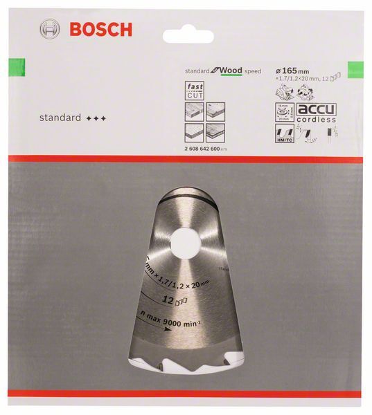 BOSCH Kreissägeblatt Speedline Wood 165x20x1,7/1,2mm 12 Z