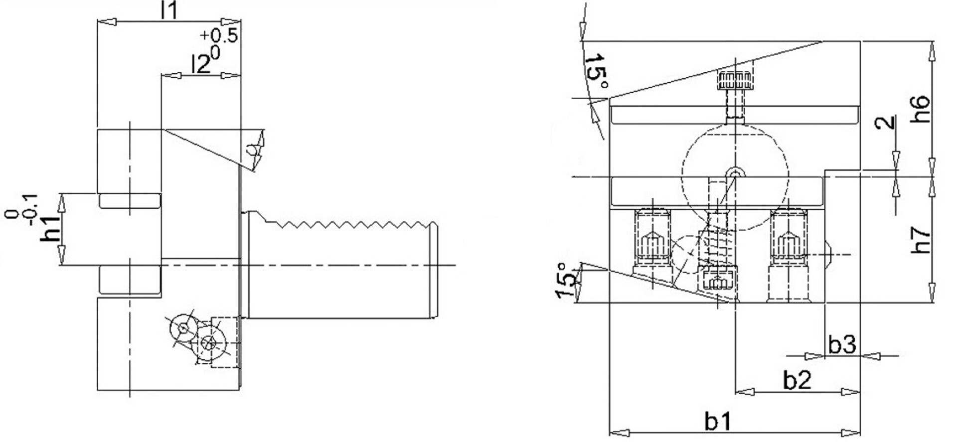 FORTIS VDI Radial Werkzeugh. Re.B3 30x20mm Überk.