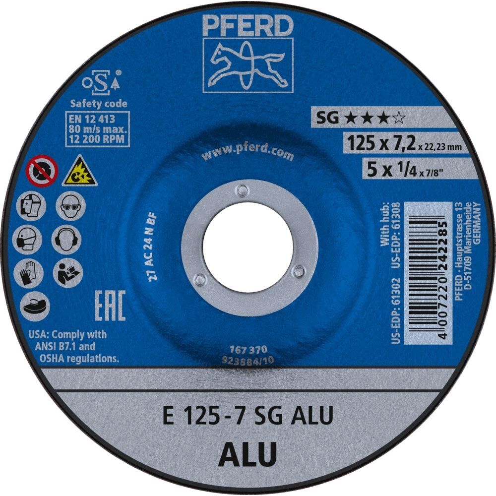 PFERD Schruppscheibe A24NSG Aluminium 125x7,2mm gekröpft