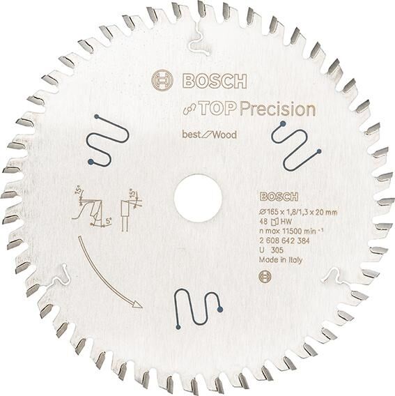 BOSCH Kreissägeblatt Top Best for Wood 165x20x1,8mm 48WZ