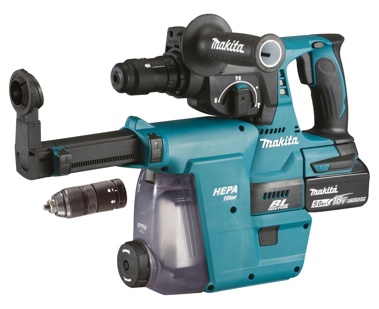 MAKITA Akku-Kombihammer mit Absaugfunk. DHR243RTJW 18V 2x5Ah Akkus