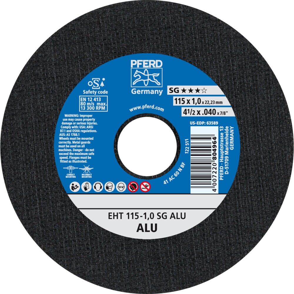 PFERD Trennschleifscheibe EHT 115-1,0 A60 N SG-Alu / 22,23