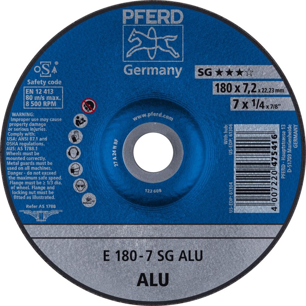 PFERD Schruppscheibe A24NSG Alu178-7,2mm gekröpft Rüggeberg