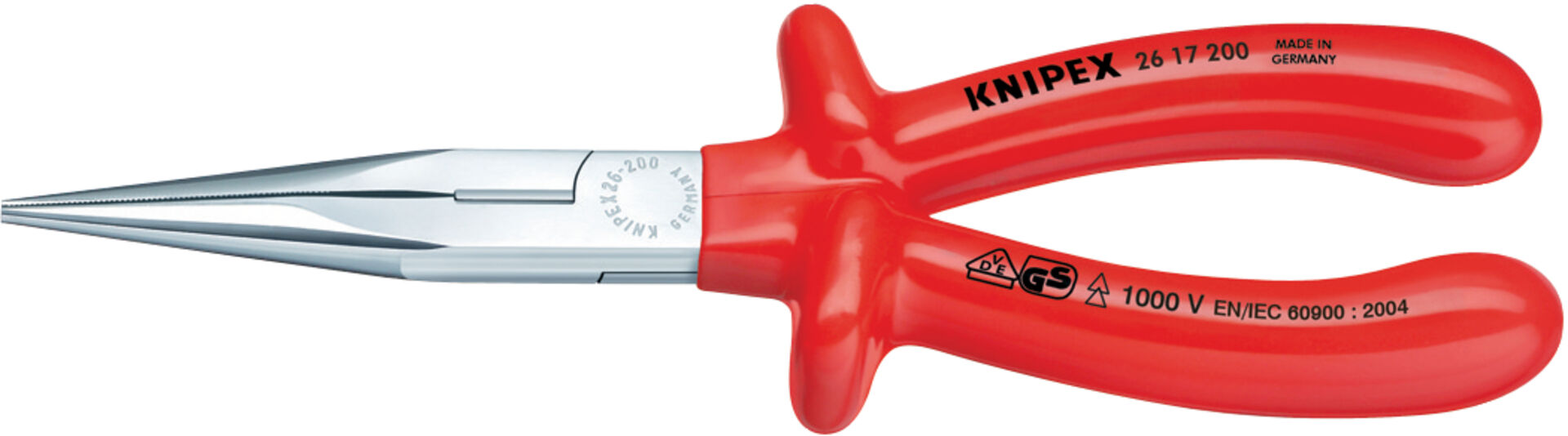 KNIPEX 26 17 200 Flachrundzange Schneide tauchisol. VDE verchr. 200mm