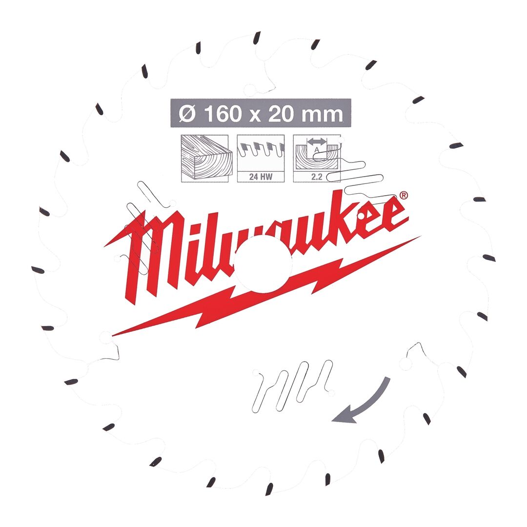 MILWAUKEE MIWLAUKEE Kreissägeblatt Holz für Handkreissägen 165/30mm Z24 Wechselzahn
