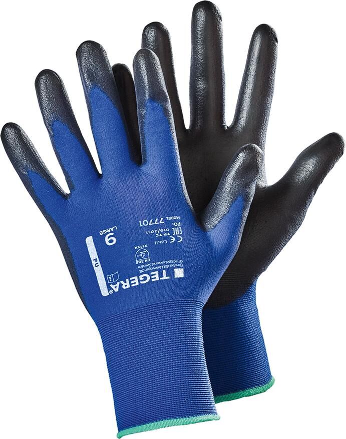 TEGERA Montagehandschuhe 77701 Gr. 9 PU blau/schwarz