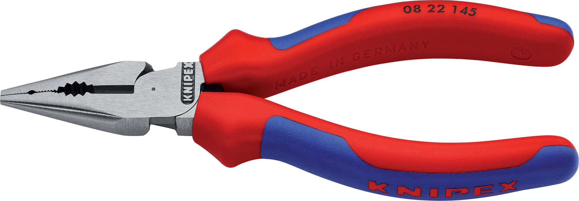 KNIPEX 08 22 145 Spitz-Kombizange mit Mehrkohne schwarz atrA 145mm