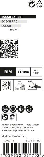BOSCH Stichsägeblatt T308BF Expert HardWood VE 100