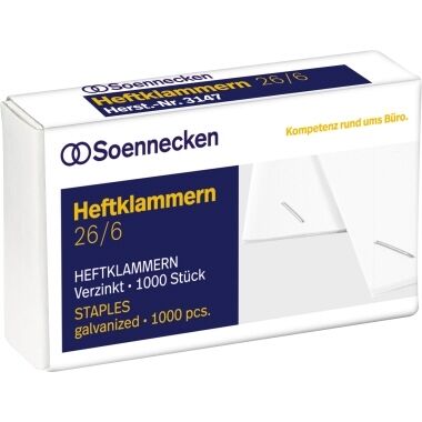 SOENNECKEN Heftklammern 3147 26/6 verzinkt 1000 Stück