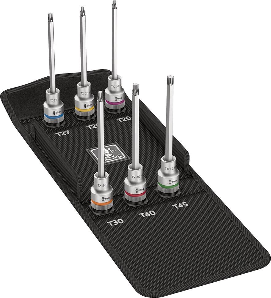 WERA Schraubendrehereinsatz Set 1/2" 6-teilig TX Haltefunktion lang