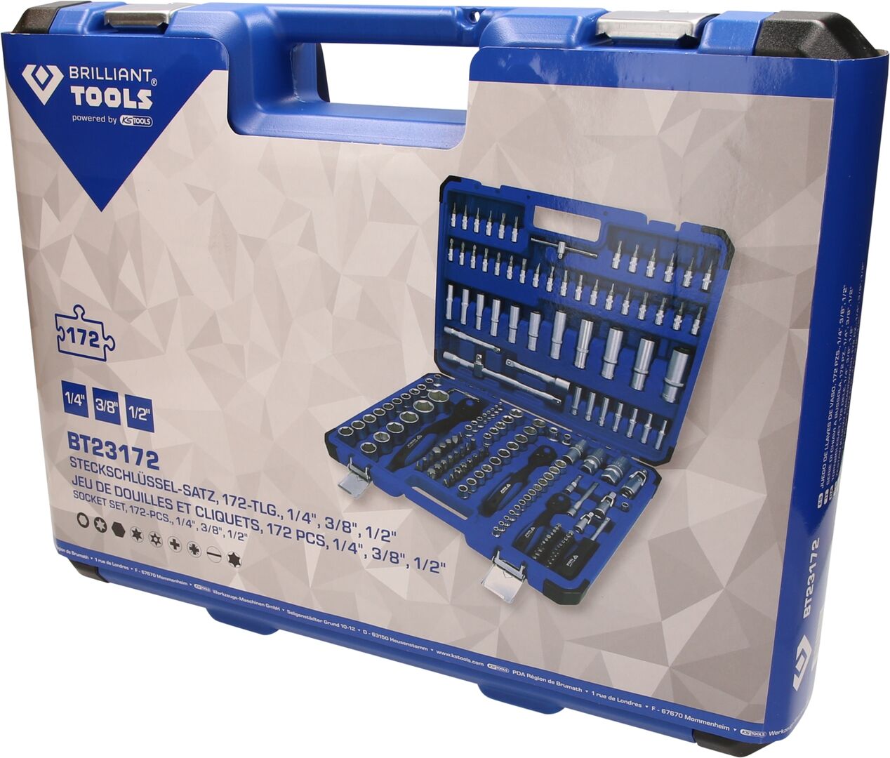 BRILLIANT TOOLS Steckschlüssel Set 1/4" 3/8" 1/2" 172-teilig