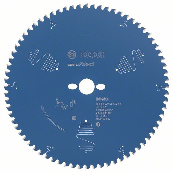 BOSCH Kreissägeblatt Expert for Wood 315x30x2,4/1,8mm 72 Z